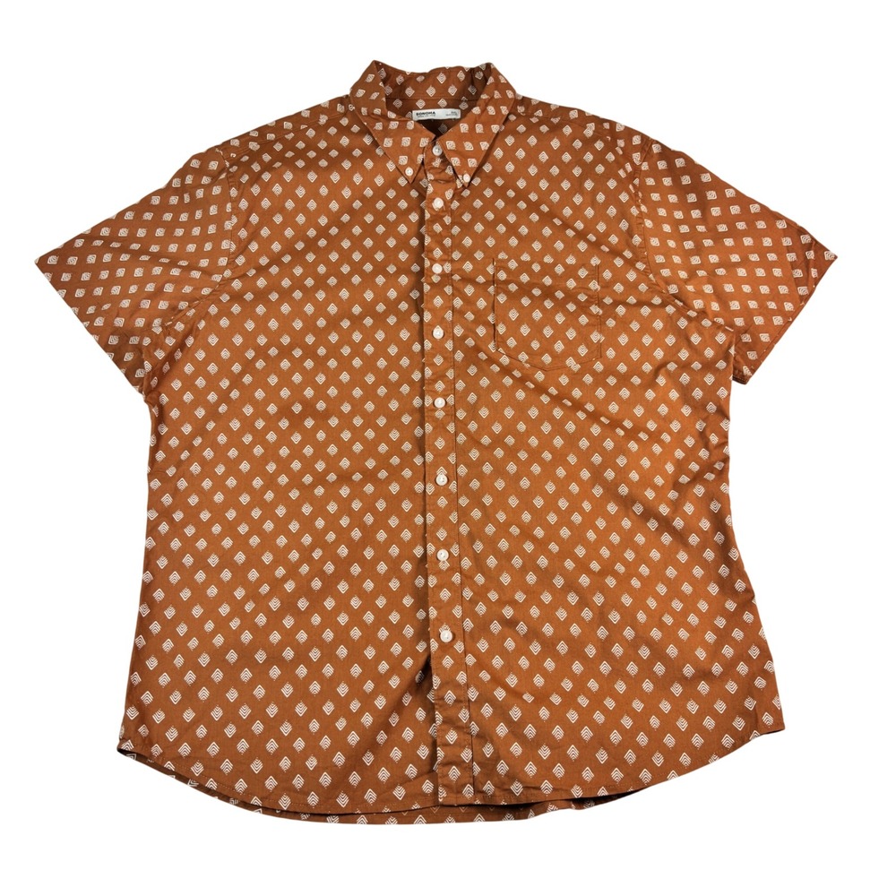 Sonoma Goods For Life Mens XXL Brown Geometric Print Short Sleeve Shirt 2XL